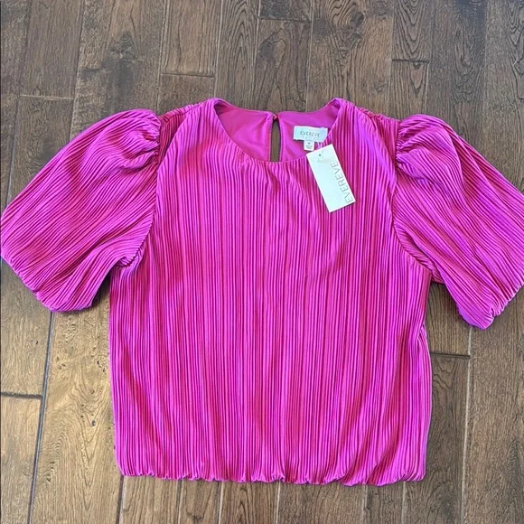 Evereve Women's Pink Pleated Top faux tuck waist - Picture 1 of 3